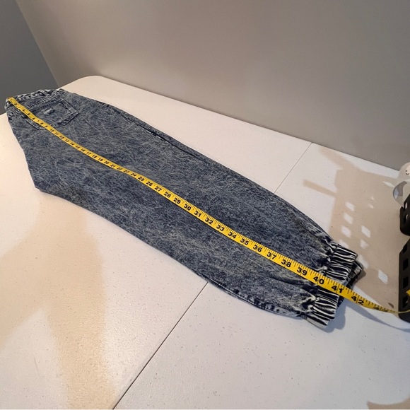 Shevadne Acid Washed Denim Jeans Graffiti Elastic Hi Rise 80's Style Womens L - Picture 12 of 14